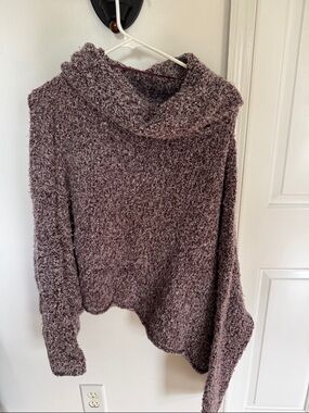 Free People Plush Cowl Neck Sweater in Mauve